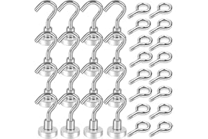 MAGXCENE Ganci Magnetici 16 + 16 pezzi 16mm Ganci Magnetici 10KG forza Neodimio Calamita con Gancio Potente Piccole, Pesante Magnete Ganci per Frigorifero da Cucina, Soffitto, Griglia