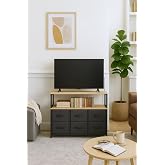 miyuhome 2 Raflı 6 &Ccedil;ekmeceli Tv Sehpası Deri &Ccedil;ekmeceli Tv &Uuml;nitesi Kitaplıklı Tv sehpası antrasit
