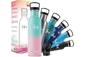 HoneyHolly Botella Acero Inoxidable, 1000ml, Botella de Agua, No Térmica, Cantimplora de Acero Inoxidable, Botella de Agua de Pared Simple, sin bpa Reutilizable para Deporte, Gimnasio, Bicicleta