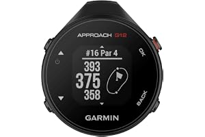 Approach G12 – GPS-golfapparat med avståndsinformation för grönt och hinder. 1,3-tums skärm, stora knappar, mätning och inspelning av slagviddar. 30 h batteri, för 42 000 golfbanor över hela