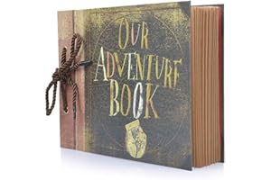 BBWILL Photo Album Scrapbook, Our Adventure Book, DIY Handmade Album Scrapbook Movie Up Travel Scrapbook for Anniversary, Wedding, Travelling, Baby Shower (Scrapbook)