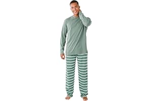 TRAMAS+ Pijama de Hombre Largo,100% Algodón, con Manga Larga y Pantalón Largo para Hombre, Conjunto de Ropa para Dormir, Pijama de Caballero, Pijama Hombre Primavera