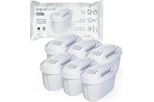 Aquafloow wkłady filtrujące do wody kompatybilne z BRITA Maxtra+, Style, Marella, Elemaris, XL, Fun (zestaw 6 szt.)