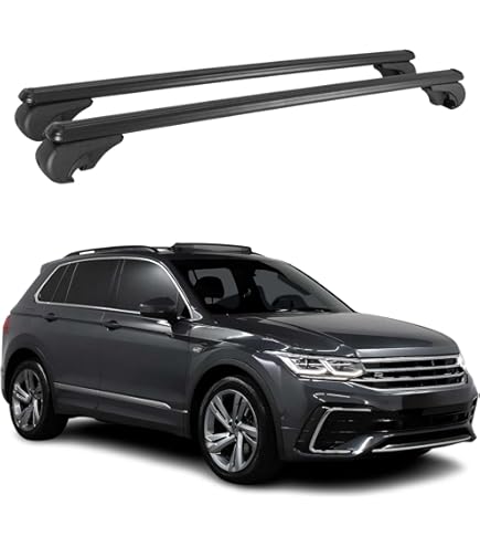Barres De Toit Pour Volkswagen Tiguan 2 R-Line 2020-2023 | Modèle ACE-2 En Aluminium Noir | Charge Max 75 Kg