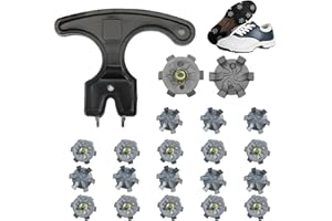 HARY 20Pcs Golf Shoe Spikes, Metal Golf Shoe Studs with Wrench, Cricket Spikes Replacement Cleats for Footjoy Adidas Nike Skechers Golf Shoes, Easy Install Golf Shoe Accessories