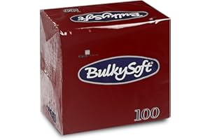 Bulky Soft BS-32620 - Tovaglioli piegati a 1/4, 2 veli, 24 x 24 cm, confezione da 100 pezzi, colore: Bordeaux