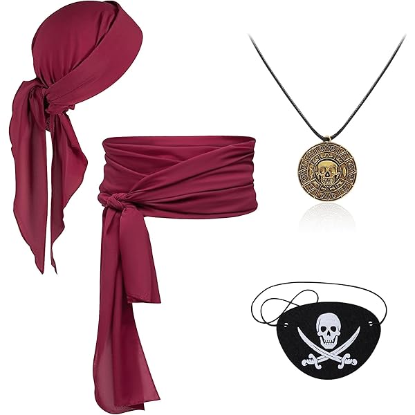 TUIBEIDAMAI Piratessa Costume Donna Accessori, Set Di Accessori Da Pirata con Bandana da Pirata, Costume Halloween Donna Piratessa, per Carnevale, Halloween, Cosplay