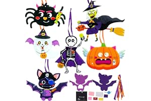 SOETDERT Halloweenpysselset, 12 stycken halloween filt pysselset, pumpa spöke häxa fladdermus med självhäftande för pyssel, kreativa konsthantverk, pysselhantverk för halloweendekoration