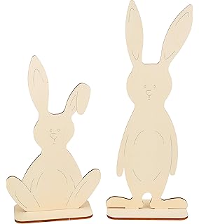 Rilostore 48 Stk Osterhase Sitzend Holzhase Weiss 2 5cm Osterdeko Basteln Ostern Shabby Chic Vintage Nostalgie Holz Hasen Saisonale Deko Kuche Haushalt Wohnen