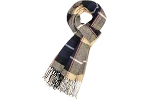 KOTASHION Mens Winter Super Soft Warm Plaid Scarf Classic Tassel Fashion Striped Men and Women Casual Business Scarf