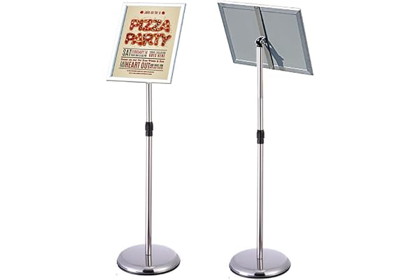 Newzealkids Porte Affiche A4 sur pied Présentoir A4 Support pour Affiche Porte-Affiche, Support de signe en alliage d'aluminium, Argent