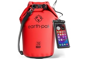Earth Pak -Waterproof Dry Bag - Roll Top Dry Sack Keeps Gear Dry for Boating, Hiking, Camping and Fishing with Waterproof Phone Case (Red, 20L)