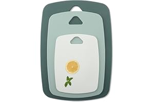 CHENQI Chopping Boards for Kitchens with Handle, BPA Free, Dishwasher Safe Cutting Boards, Multi Colour Chopping Board Set (Green)