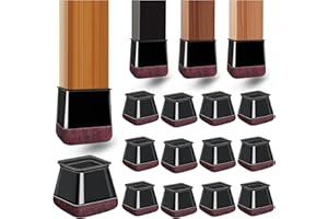YOZON 20 Piezas Protectores Patas sillas cuadradas, Protectores de Suelo de Silicona para Patas de Silla, Tapas de Silicona para Patas de Silla con Fieltro (Negro, Fit 27-40mm)