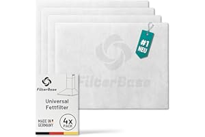 FilterBase Universal Grease Filter Cooker Hood | Pack of 4 | 52 x 40 cm Can Be Cut to Size - Made in Germany Cooker Hood Filter Fleece for Extractor Hood