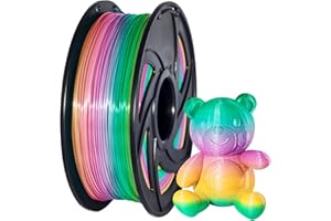 Silk PLA Filament 3D Printer Filament 1.75mm 1kg Rainbow Silk PLA Colour Changing Multicolor Filament 1kg(2.2lbs) Spool Pack of 1 XVICO