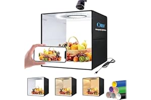 OBEST Studio-Lichtbox, 40 cm, tragbar, faltbar, mit Mehreren Winkeln, verstellbare LED-Lichter, 12 Arten von Farben