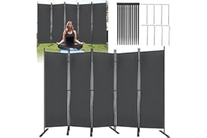 ‎AUFUN Aufun Paravent Trennwand Raumteiler Sichtschutz 280cm x 180cm Stellwand Sichtschutzwand Faltbar Verstellbar Raumteiler Innen und Außenbereich für Büros, Garten Balkon (Dunkelgrau)