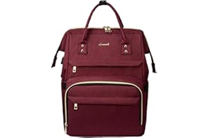 LOVEVOOK Zaino Laptop Donna, Impermeabile, porta PC 15.6 Pollici, per Computer con Caricatore USB, per Universita per Viaggi Lavoro Scuola Ufficio, Vino Rosso