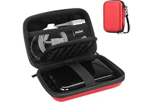 ProCase Custodia esterna per hard disk da 6,35 cm, 2,5 pollici, Eva universale, elettronica, borsa per cavi, organizer da viaggio, per wd My Passport Mobile, accessori, cavo, HDD, SSD – rosso
