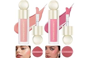 DGUSO Blush Liquide, Liquid Blush Gel Crème, Maquillage Blush Liquide en Gel Pour Les Joues, Rare Beauty Blush, Easy To Blend Soft Velvet Liquid Blusher (#01+#02)