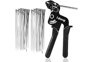 IDONG Pistola per fascette in acciaio inossidabile per il fissaggio e il taglio di fascette fino a 12 mm di larghezza (CT02 Pistola zip e fascette per cavi)