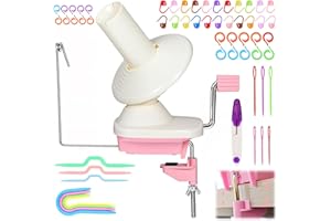 Erzekrim Kugelwickler 56 Stück Rosa, Garn Ball Wickler, Kugel Wolle Wickler, Garnstrickwebstuhl, handbetätigte Swift Garn, Wollwickelmaschinen mit 54 Strickstichmarker, Plastiknadeln (B)