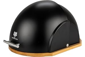 KARL HAUSMANN Porta Pane da Cucina con Nero Coperchio - Portapane Bambu - Moderno Contenitore a Cupola per il Pane - Scatola Portapane - Cassetta Portapane - Bread Box - 37 x 26 x 22 cm