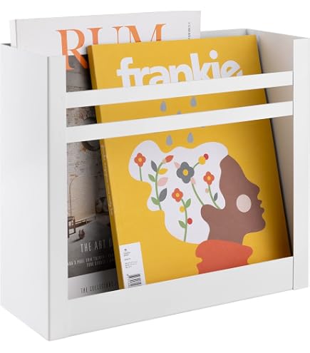 Porte-Revues Mural En Bois - 64x8x30cm, Profondeur 8cm | Organisateur Livres, Documents | Déco Salon/Bureau
