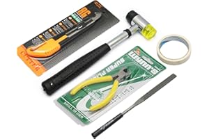 Rubatone Gitarrenbauer-Werkzeugset, Gitarrenbünde Reparaturwerkzeug-Kit mit Bundhammer, Gitarrensaitenfeile, Gitarrensaitenschneider, Abdeckband, Acryl-Hakenmesser, multifunktional.