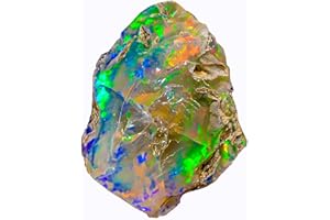 LARA GEMS STONES AND JEWELLERS 13.00Cts 100% A+ Natural Ethiopian Welo Opal Rough Stone, Raw Crystal, October Birthstone, Jewelry Making Gemstone, Ultra Fire Striking Opal, Opal Rock, Handpicked Stone, Size-12X24X10MM