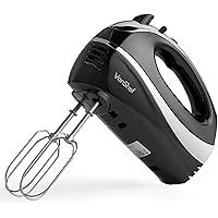 VonShef Hand Mixer Electric Whisk – Food Mixer for Baking with 5 Speeds, 300W, 2 Stainless Steel Beaters, 2 Dough Hooks & Bal