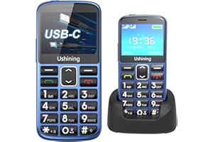 ukuu Seniorenhandy ohne Vertrag mit großen Tasten 2,4 Zoll, GSM Tastenhandy Dual SIM Handy SOS Notruftaste Ladestation und Kamera Mobiltelefon 1000 mAh Akku Lange Standby-Zeit, Blau