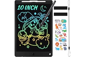 Benxdara LCD Writing Tablet Kids, 10 Inch Erasable Doodle Board Drawing Tablet with Cartoon Stickers, Colorful Kids Drawing Pad Scribble Pad for 2 3 4 5 6 7 Years Old Boys and Girls, Black