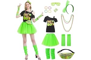 Churgigi 80er jahre outfit damen mottoparty 80 er jahre kostüm damen kostüm 80er jahre damen 80er 90er outfit 80 er jahre party kostüme frauen karneval ankleiden satz cosplay