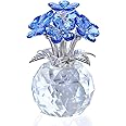 Movdyka Crystal Forget-Me-Not Bouquet Figurines Gifts for Her Blue Flowers Ornaments for Living Room Romantic Presents for Women Mum Friends Birthday Anniversary