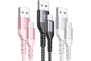 NINGKPOW Câble USB C [2M/Lot de 3] 3.1A Cable Chargeur USB C Nylon Tressé Cable USB Type C Charge Rapide pour Samsung Galaxy S22 S21 S20 S10 S9 A12 A21 A51, Huawei P50 P40, Note 10 9, Google Pixel 7