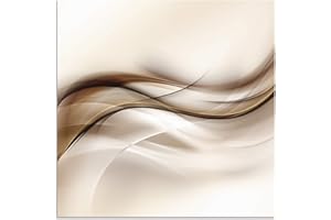 ARTland Spritzschutz Küche aus Alu für Herd Spüle 60x60 cm (BxH) Küchenrückwand mit Motiv Abstrakte Welle Moderne Kunst Abstrakt Kreativ Braun T9LI