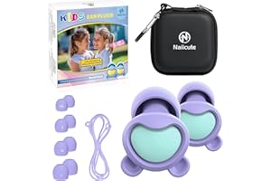 NAIICUTE Bouchon oreille Enfant (6 à 12 ans) – Bouchons d’oreille enfant Anti Bruit pour Concentration, l’école, la maison, lorsqu’ils jouent et l’anxiété, Embouts en XS/S/M/L, 26dB Kids Réduction du bruit