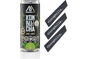 CLOROPHILLA. Mountaindrop KOMBUCHA Naturale biologica arricchita con 200mg Shilajit Mumijo 330ml, Lime e Menta | ricco di sostanze probiotiche + Strisce Antiscivolo clorophilla (1)