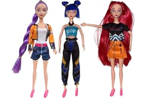 LILIHOT K-Pop Demon Hunters Mädchen Puppe Spielzeug Huntrix Rumi/Mira/Zoey Doll mit Puppenkostüm Zubehör Fan Merch Anime Puppen 27 cm Große Cartoons Puppen Modepuppe Geschenke für Fans