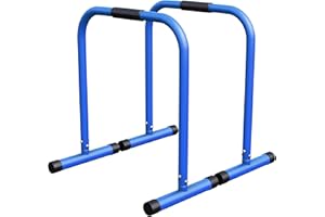 GORILLA SPORTS® Barres Parallèles - Paire, Hauteur 73 cm, Charge Max 200kg, Acier Haute, Noir/Bleu/Rouge - Station de Dip Parallettes, Dips Stand, Calisthenics, Push Up Bars, Musculation, Fitness, Gym
