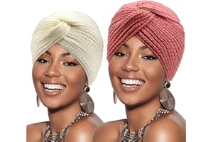 DRESHOW Gorro de Punto Turbante para Mujer Gorro de Lana Con Giro Cruzado Gorro Grueso Cálido para Invierno