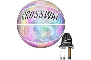 ALLOMN Pallacanestro Luminoso, Gioco Notturno Riflettente Luminoso Street Pu Pallacanestro Incandescente No.7, Con Borsa a Sfera Gonfiatore Borsa a Rete, Aghi Per Palla Regalo Sportivo Per Ragazzo (A)
