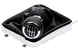 L & P CAR DESIGN L&P A261-1 Gear Stick Gaiter in black + Gear Stick Knob + Frame, complete set with 6 Gears, 12 mm, Knob 2005-2011, Plug & Play part 3C0711113