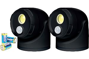 ‎NORTHPOINT Northpoint LED Batterie Spot Strahler 2er-Set Flutlicht mit Bewegungsmelder und Erdspieß 5000K neutralweiß 450 Lumen integrierter Timer inklusive Batterien (Schwarz)