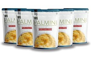 Palmini Low Carb Cheddar & Jalapeno Mashed | 8g of Net Carbs | 70 Calories Per Serving | Ready-to-Eat | (226g Pouch (Pack of 6))