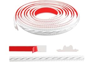 TECDW Modanatura Adesiva Flessibile, Cornice Adesiva per Pareti, Modanature Flessibili e Rifiniture, Per armadi, pareti, decorazioni per la casa (Bianco con argento-3)