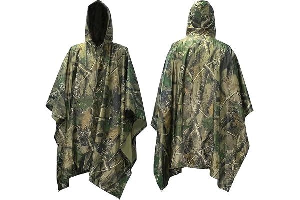 Mture Rain Poncho, vattentät regnrock poncho för utomhus camping militär cykling resor, 3-i-1 multifunktionell vattentät ponc