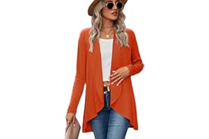 Famulily Cardigans for Women UK, Long Sleeve Open Front Cardigans Casual Solid Color Waterfall Cardigans Size 8-16